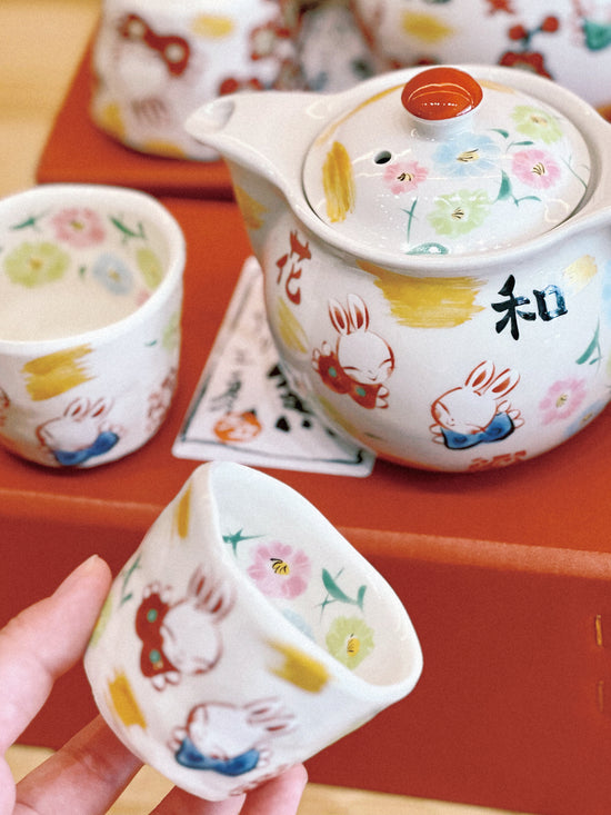 Yudachi Gama お花畑うさぎ Teapot Set（Gift Box）