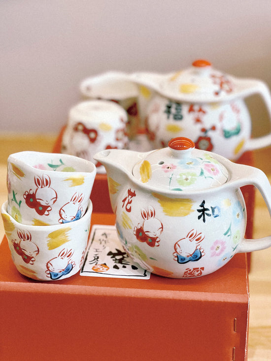 Yudachi Gama お花畑うさぎ Teapot Set（Gift Box）