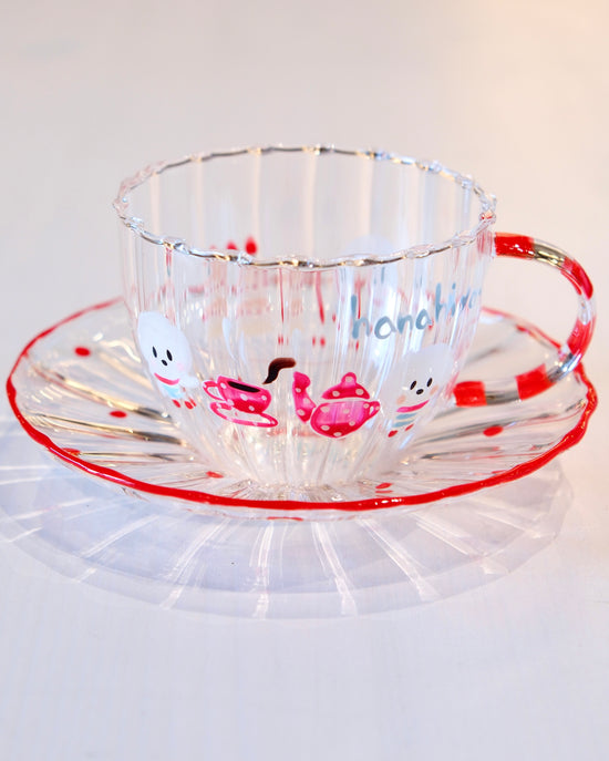 Artist Hina Hiyo Club 225ml White Puppy Cup w Saucer Set (Gift Box)