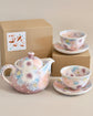 Yuzuriha Flower Teapot with tea cup & Saucer*2 色彩花(Gift box)