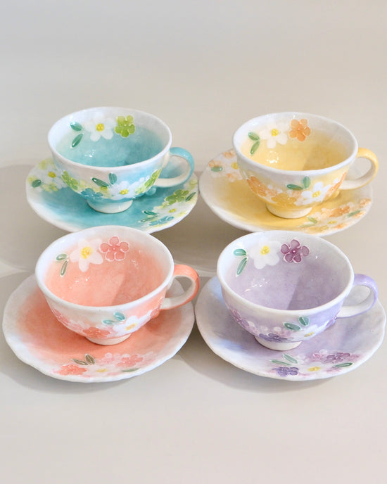 Seto ware FUKA Flower Coffee cup Set(Gift Box)