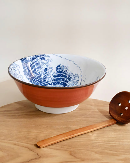 Japan Blue/Red Ramen bowl - Kanagawa