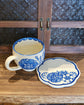 Artist 谷囗なづみ Blue and White Mug/Coffee Cup w Saucer Set