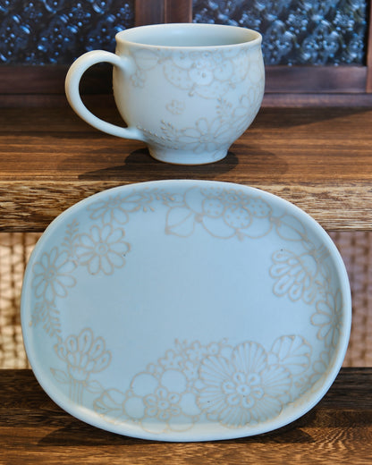 Artist 谷囗なづみ Flower Coffee Cup w Saucer Set
