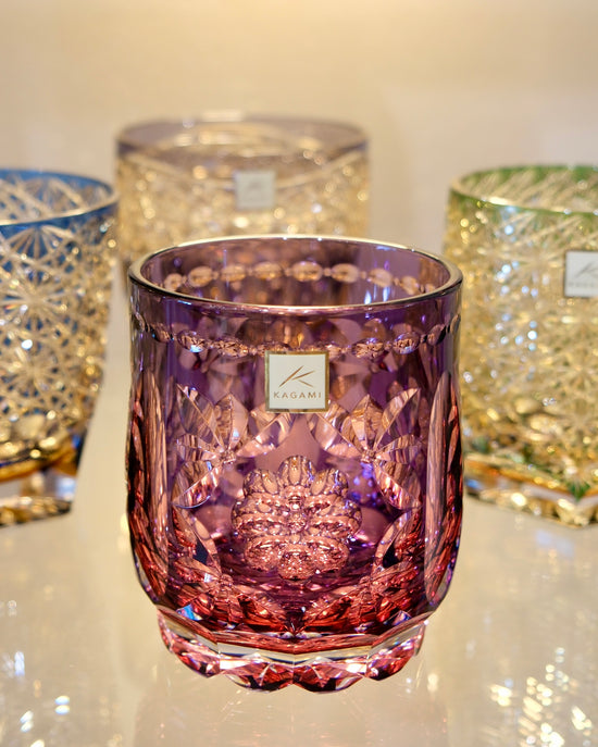 Kagami Crystal 花手毬 Whiskey Glass(Wooden Box)