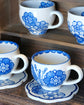 Artist 谷囗なづみ Blue and White Mug/Coffee Cup w Saucer Set