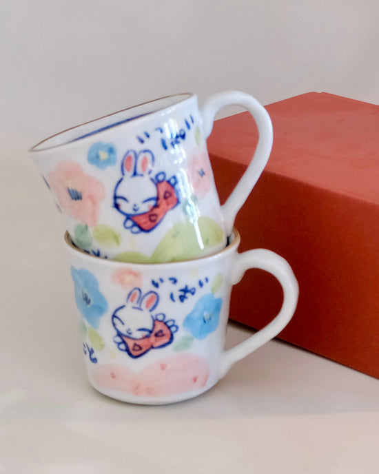 Yudachi お花畑 Pair Bunny Mug(Gift Box)