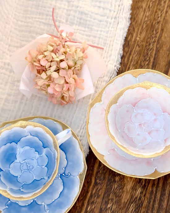 Arita ware Blue/Pink Gold Coffee cup set(Gift Box)