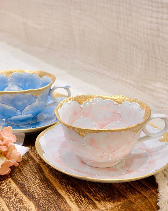 Arita ware Blue/Pink Gold Coffee cup set(Gift Box)