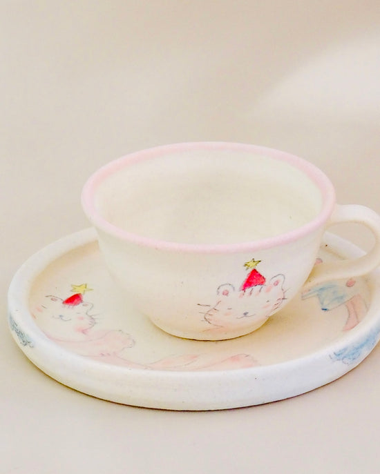 Artist 園部智子 280mlSoup Cup w 16.5cm Round Plate Set 