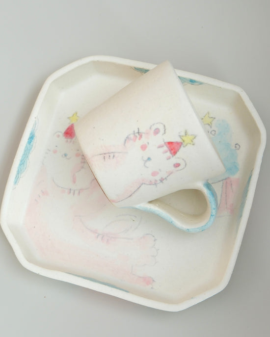 Artist 園部智子 180mlMug w 15.8cm Square Plate Set 