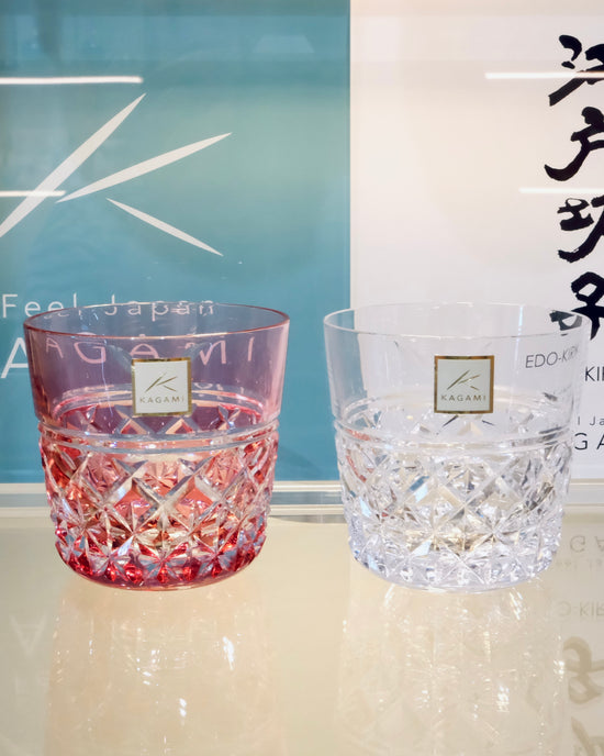 Kagami Crystal ｢結｣ Pair Sake Glasses(Wooden Box)