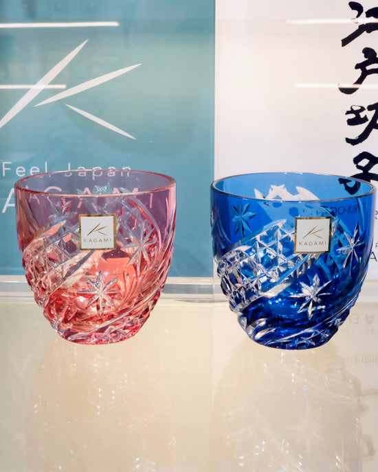 Kagami Crystal ｢星芒｣ Pair Sake Glasses(Wooden Box)