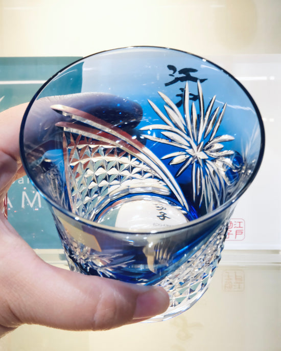 Kagami Crystal ｢江戸菊｣ Pair Whisky Glasses(Wooden Box)