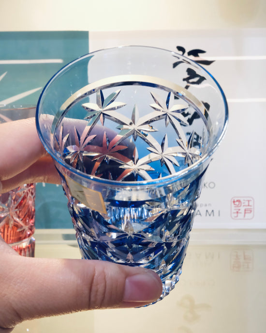 Kagami Crystal ｢星繋ぎ紋｣ Pair Sake Glasses(Wooden Box)