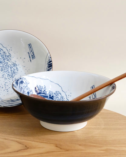 Japan Blue/Red Ramen bowl - Kanagawa