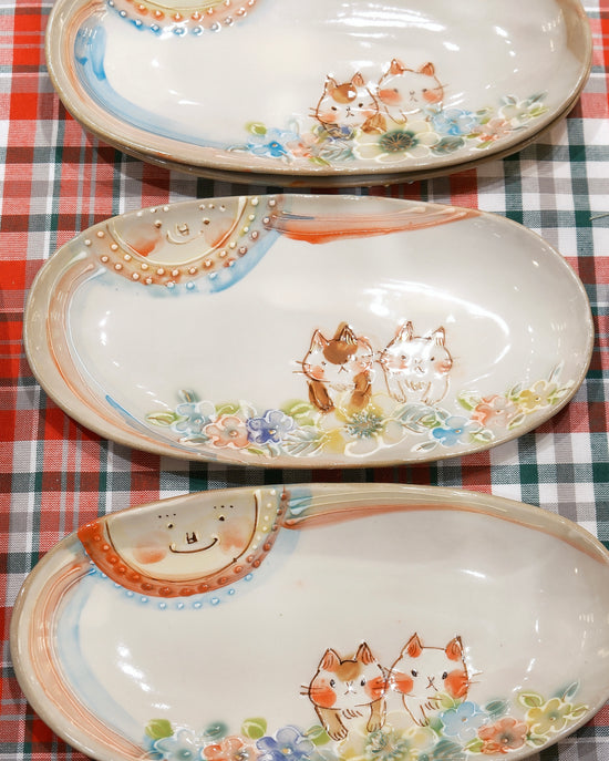 Artist 内藤加奈子 17.5cm Kitty Oval Plate