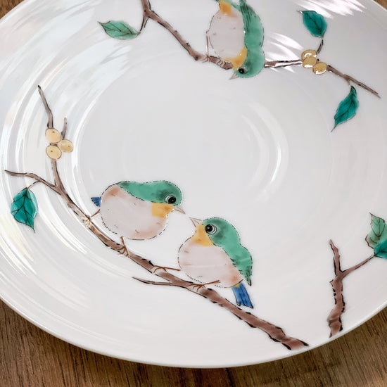 Kutani ware Green Bird M Plate 18.5cm