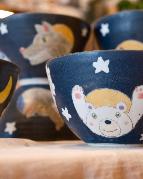 Japan Artist 外山亜基雄 Animal Ramen Bowl 16.5cm