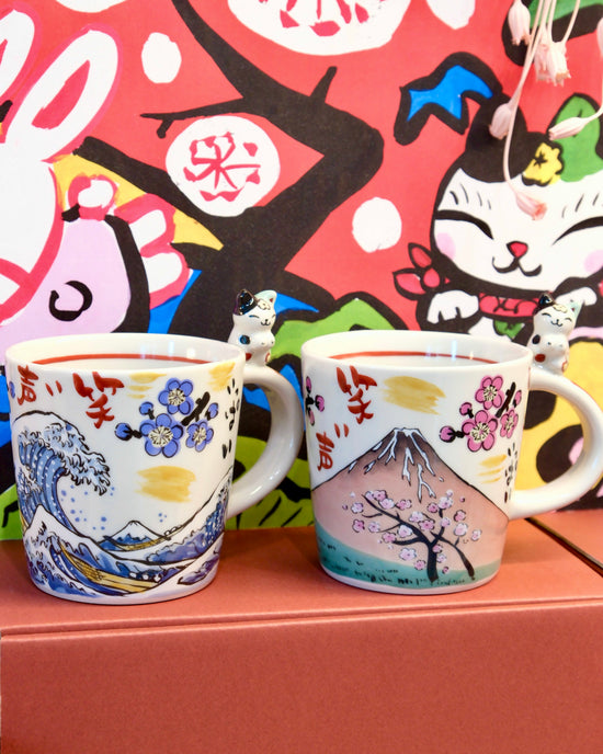 Yudachi 江戸の旅 Pair Mug with Kitty (Gift Box)