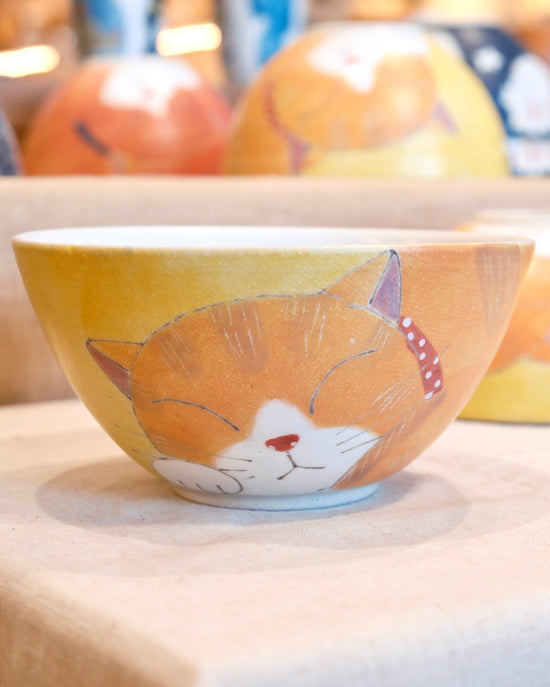 Japan Artist 外山亜基雄 Cat Ramen Bowl 17cm