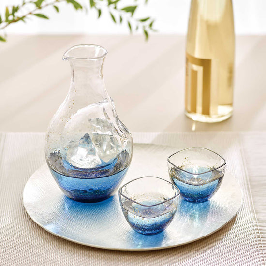 Toyo-sasaki Blue Sake Set(Wooden Box)