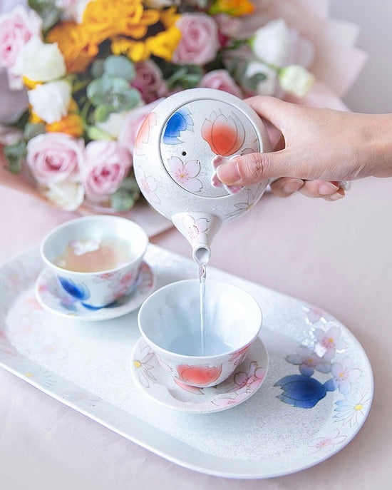 Arita ware Rainbow Sakura Teapot 5pcs set(Gift Box)