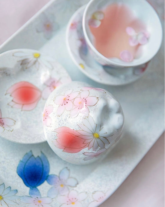 Arita ware Rainbow Sakura Teapot 5pcs set(Gift Box)