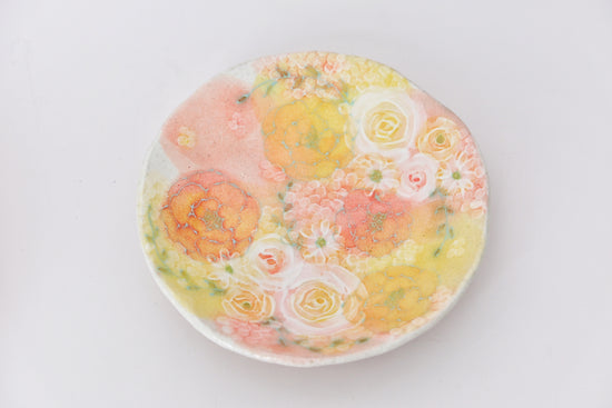 Artist 野村晃子 14.5 Pink Yellow Cake Plate