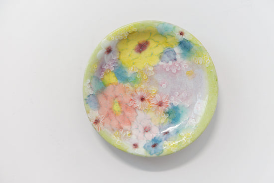 Artist 野村晃子 16.3 cm Green Yellow Plate