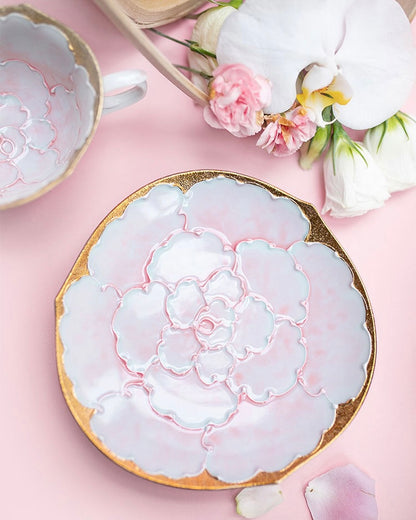 Arita ware Peony Blue/Pink Gold Coffee cup set(Gift Box)