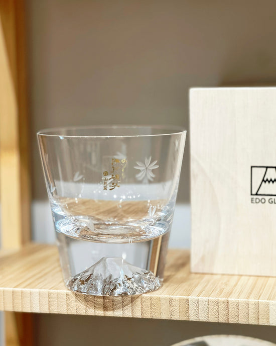 Edo Glass Fuji Glass Cup 270ml (Wooden Box)/Sakura
