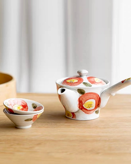 Arita ware Handdraw Camellia Teapot set(Gift Box)