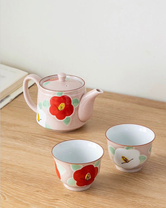Arita ware Camellia Teapot Cups set(Wooden box)