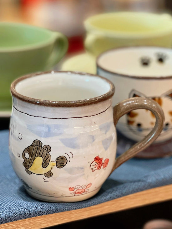 Koishiwara Ware Mug Kitty/Fish(Gift Box)