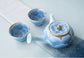 Arita Ware Blue Gold Peony Teapot Set (Wooden Box)