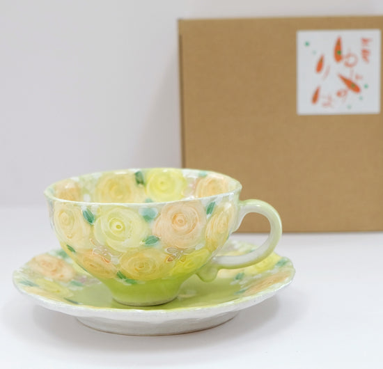Yuzuriha Flower coffee cup set 黄彩バラ園（Gift Box）