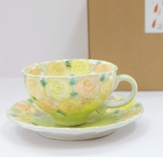 Yuzuriha Flower coffee cup set 黄彩バラ園(Gift Box)