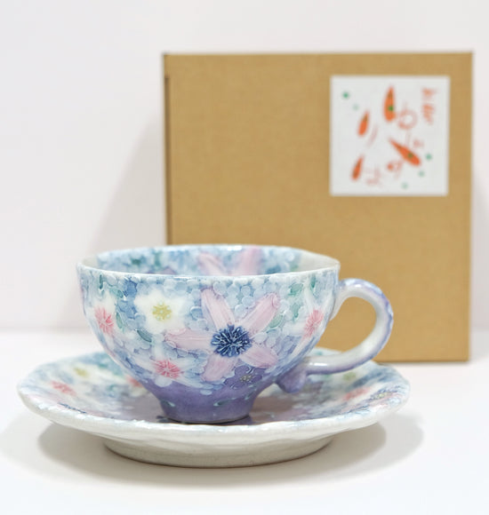 Yuzuriha Flower coffee cup set 彩紫小花(Gift box)