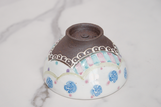 Artist 福田百惠 11cm Rice Bowl Light Blue Rose