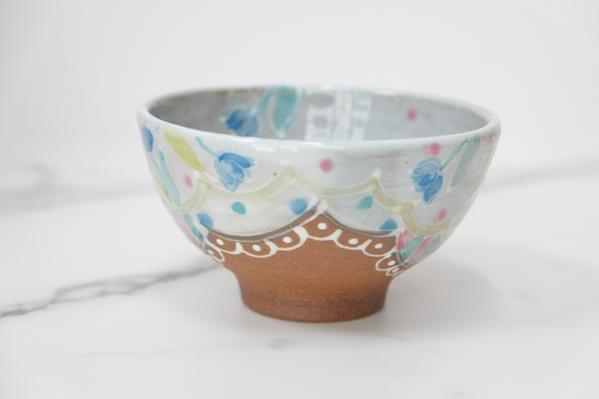 Artist 福田百惠 11cm Rice Bowl Dark Blue Tulip