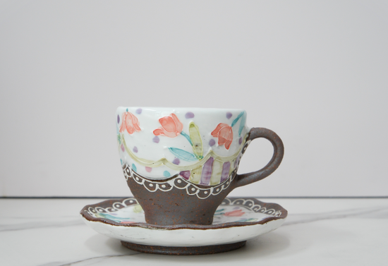 Artist 福田百惠 100ml Coffee Cup Set Red Tulip