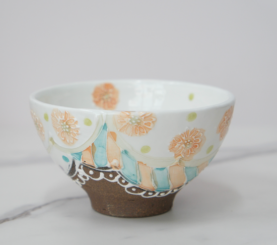 Artist 福田百惠 11cm Rice Bowl Light Orange