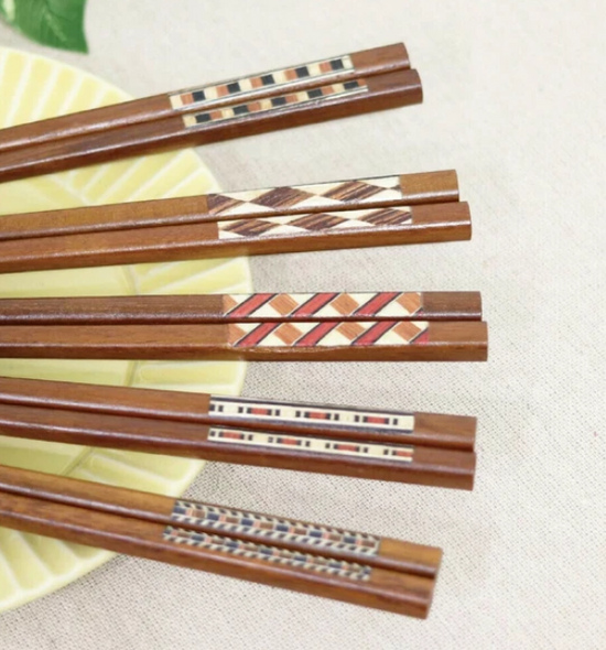 Japan Natural Wood 22.5cm Chopsticks 5 Pairs Set
