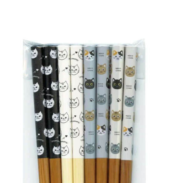 Japan Chopsticks Kitty 4 Pairs Set