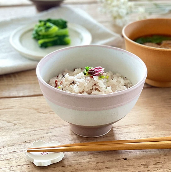 Mino Ware 11.5cm Blue/Pink Rice Bowl