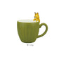 Japan Decole Serval Cat/Manul Cat Mug/Spoon 240ml(Gift Box)