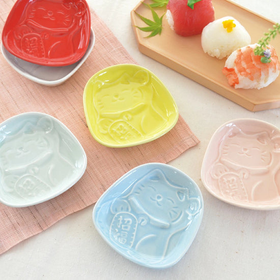 Mino ware Fortune Kitty Soy Sauce Saucer
