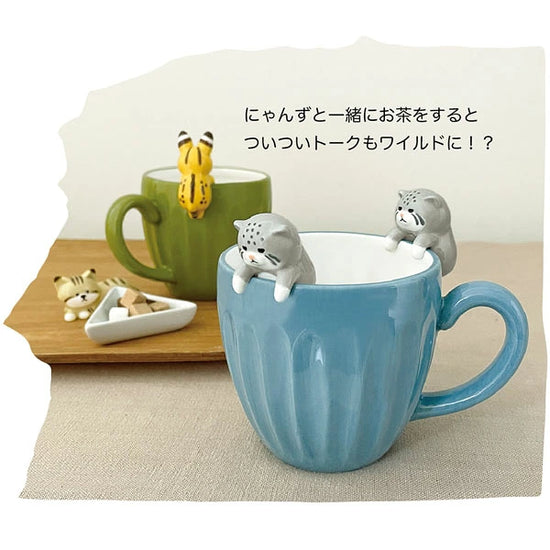 Japan Decole Serval Cat/Manul Cat Mug/Spoon 240ml(Gift Box)