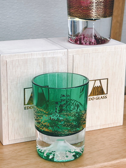 Edo Glass Fuji Coloring Sake Cup 85ml(Wooden Box)